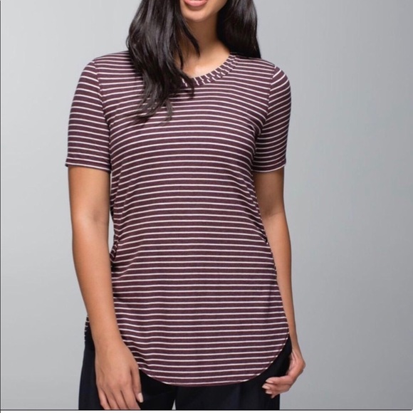 Lululemon Love Crew Shirt Tee- Stripe Color Brown and White-Size none - Picture 2 of 14